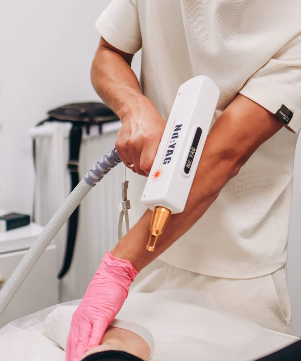 Nd:YAG laser hair removal performed on a client's skin at Voila, Wapda Town, Lahore